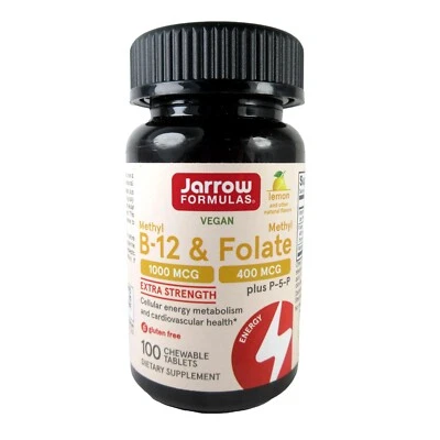 Jarrow Vegano Metil B-12 y Metil Folato, Extra Fuerza, Limón, 100 Ct Exp 1125 Foto 1 de 4