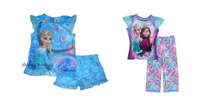 Disney Frozen ELSA ANNA Pajama PJ's Sleepwear Shirt/Pants or Short Set 2pc Girls - Picture 1 of 3