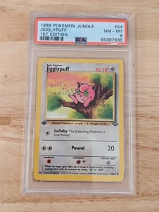 PSA 8 Near MINT Jigglypuff 1999 Jungle 1st Edition Pokemon Card - Picture 1 of 3