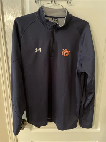 Under Armour Auburn Tigers Fleece Lined 1/4 Zip Pullover Jacket Men's Large Navy Cover