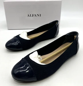 ALFANI Step ‘N Flex Tavii Womens Size 7.5 M Blue Flats Patent Toe & Heel - Picture 1 of 7