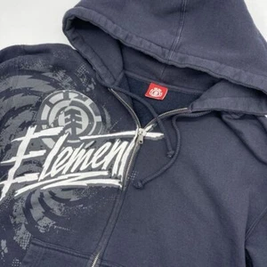 Element Hoodie Men Small Blue Graphic Logo Full Zip Skateboarding Skater - Picture 1 of 11