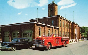 Quebec Canada Police and Fire Station Fire Department Postcard - Picture 1 of 2