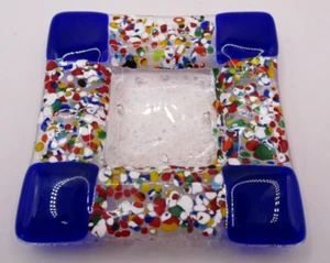 MURANO ART GLASS TUTTI FRUTTI NUT PIN DISH 4" X 4" ITALY - Bild 1 von 9