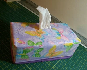 Purple Butterfly Tissue Box Cover Handmade - Picture 1 of 6