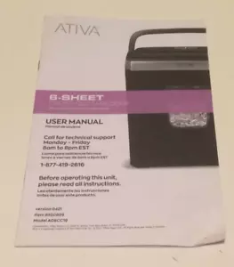Trituratore Ativa 6 fogli taglio incrociato SOLO manuale utente ~USATO~ 2021 modello AO6CC19 - Foto 1 di 5