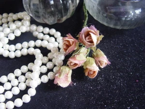 FLORES DE TERCIOPELO MILLINERY - ANTIGUOS BROTES DE ROSA ROSA ROSA - Imagen 1 de 4