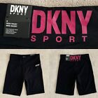 New DKNY Sport High Waist Bike Shorts Black Runners Pocket Women’s Size Small