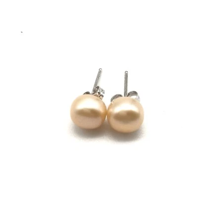 925 Sterling Silver 8MM Genuine Pearl Stud Earrings - Image 1 of 4