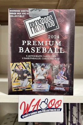 2024 Leaf Press Pass Premium Béisbol Sellado de Fábrica Hobby Box Skenes RC 5 Autos Foto 1 de 4