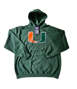Captivating University of Miami Hurricanes Green Pullover Hoodie Men's XL NWT - Picture 1 of 8