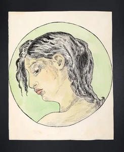 Vtg Art Drawing Water Color "Coptic Maiden" Beautiful Artwork Rare - Picture 1 of 18