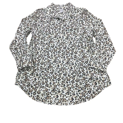 Blusa Camisa Chico's Estampado Animal Sin Hierro Abotonada Talla 2 12/14 Mob Wife Foto 1 de 4