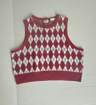 Levi's женщин красный вкладка Ilia красный Argyle укороченный свитер жилет Slim Fit размер M - Изображение 1 из 4