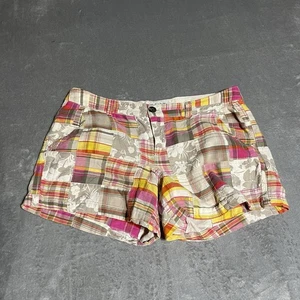 Pantalones Cortos Y2K Old Azul Marino Para Mujer 12 Madras Patchwork Cuadros Hawaiano Floral 100% Algodón - Imagen 1 de 6