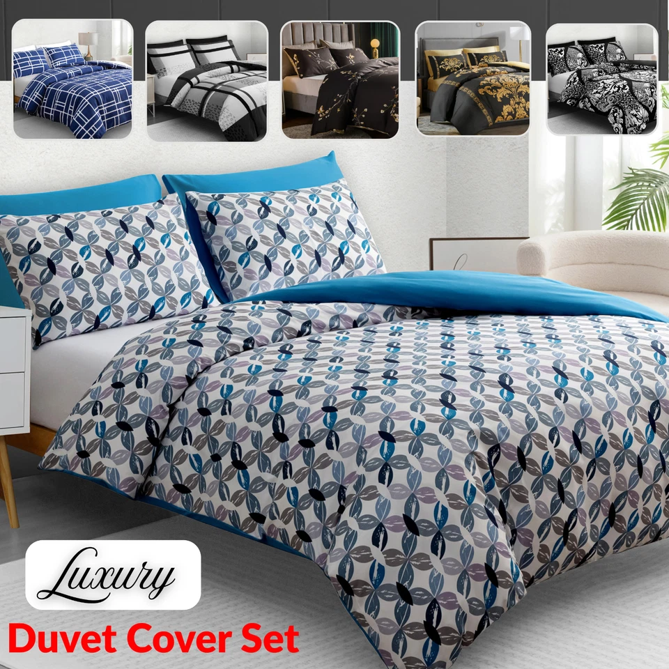 HAMPSHIRE BEDDING Duvet Cover Set Double Size Luxury Reversible King Size Quilt Cover Bedding Set