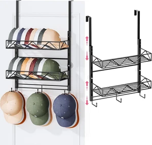 Hutablage über Tür - 3 Ebenen Wandmontage Hutablage mit 2 verstellbaren Metall B - Bild 1 von 8