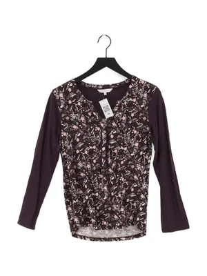 John Rocha Women's Top UK 10 Purple Floral 100% Cotton Long Sleeve V-Neck Basic - Image 1 of 4