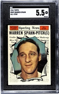 1961 Topps High #589 Warren Spahn AS All-Star Braves SGC 5.5 EX - Picture 1 of 2