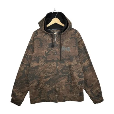 Vintage Harley Davidson Camo Full Zip Hoodie Brown Mens Large - Image 1 of 4