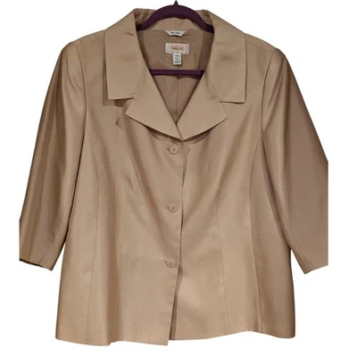 Женский шелковый блейзер Talbots 14 Вт бежевый винтажный 90-х на пуговицах спереди деловой повседневный - Изображение 1 из 4