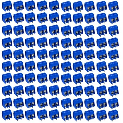 Klemmen, PCB Schraubklemme, 2 Pin, 5mm, Blau, 300V, 15A, 100 Stück - Bild 1 von 4