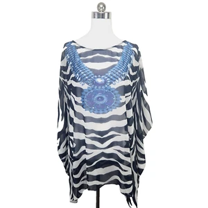 Katherine Kelly Lang Kellys Kloset Blue Animal Print Kaftan Size Small Medium - Picture 1 of 5
