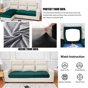 Velvet Sofa Seat Cover 1/2/3/4 Seater Protector Cushion Covers Stretch Couch UK - Picture 1 of 15