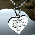 Blessed Be Necklace Pendant Triple Moon Pentacle Heart 18" Chain Jewellery & Bag