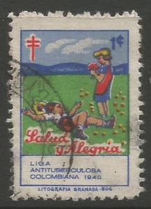 STAMPS-COLOMBIA. 1940. Christmas - 1c Anti T.B. Charity Poster Stamp. Cancelled - Picture 1 of 1