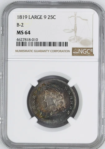 1819 CAPPED BUST 25C NGC MS 64 Cover