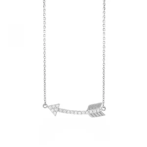 Sterling Silver 925 Curved CZ Arrow Collar colgante ajustable de 16 "a 18" - Imagen 1 de 1