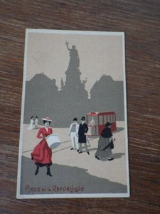 CPA Postcard ILLUSTRATEUR Circa 1907 Silhouettes de PARIS Litho PLACE REPUBLIQUE - Picture 1 of 2