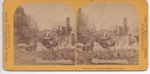 12. Visión estéreo Looking up Summer Street, 1872 Boston Great Fire por John P. Soule - Imagen 1 de 2