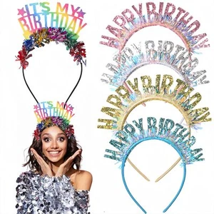 HIFANMM 5Pcs Birthday Headband Set 1Pcs Rainbow Birthday Crown Hair Accessori... - Picture 1 of 9