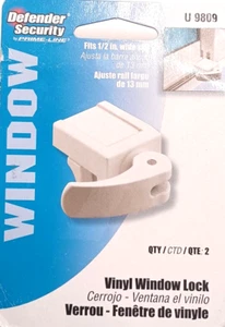 Vinyl Window LOCK Defender Security U-9809 Fits 1/2” Wide Rail 2 LOCKS White 2D2 - Picture 1 of 1