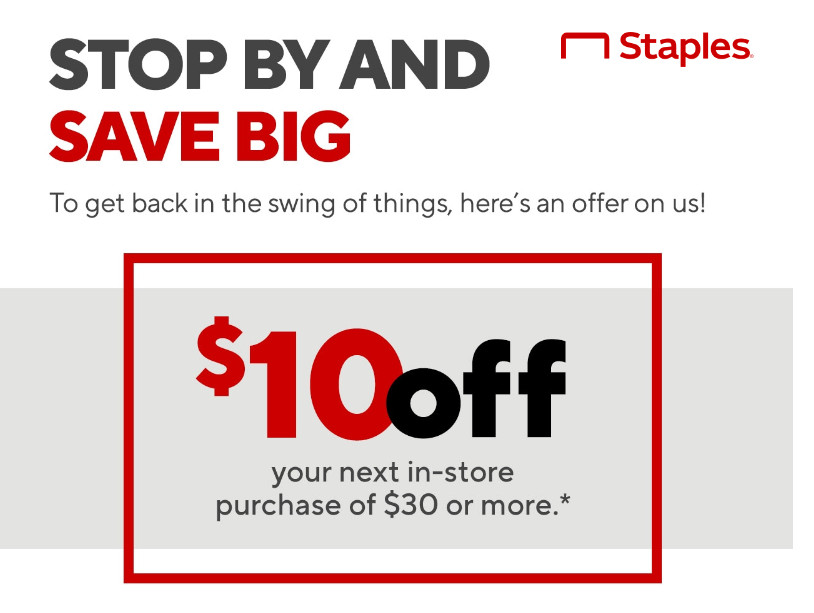 Staples Coupon 10 Off 10 for sale eBay
