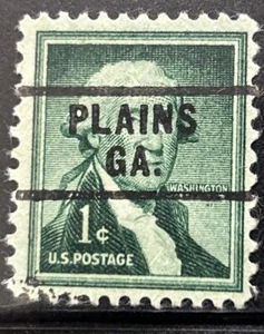 PLAINS, GEORGIA Precancel TYPE 729 One Cent George Washington Stamp - Picture 1 of 1
