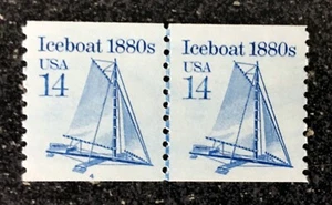 USA1987 #2134 14c Iceboat 1880's - Transportation Series Coil PNC (#4) Line Pair - Picture 1 of 1