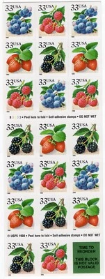 Scott #3297b (3294-3297) Fruit Berries Booklet of 20 Stamps - MNH - Image 1 of 2