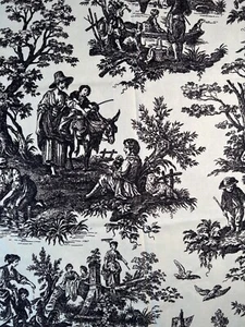 Fabric - Vintage Waverly Country Life French Toile De Jouy Cotton 27” L x  56” W - Picture 1 of 9