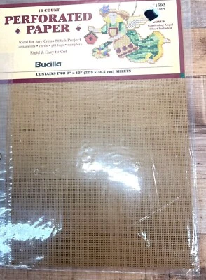 Bucilla Perforated Paper 14 Count 9" X 12" 2 Sheets Cross Stitch Craft Brown - Image 1 of 2