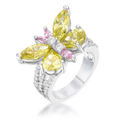 Rhodium Plated Butterfly Cocktail Ring - Image 1 of 4
