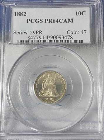1882 10C Proof Seated Liberty Dime PCGS PR64CAM Cover