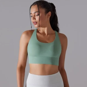 Einfarbig Damen Fitness Sport BH Fitnessstudio Yoga Dreieck rückenlos sportlicher Rücken - Bild 1 von 33