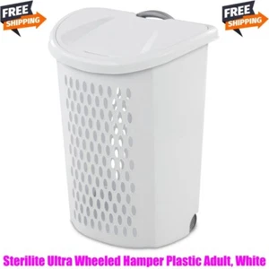 Sterilite Ultra Wheeled Hamper Plastic Adult, White - Picture 1 of 9