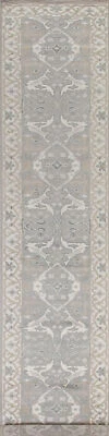 Traditional Oushak Indian 16 ft. Long Rug Runner Hand-Knotted Grey 3x16 - Image 1 of 4