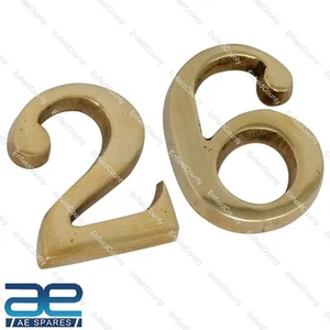 Number House Door Sign Solid Fully Brass 2,6 Two Six number GEc - Picture 1 of 7