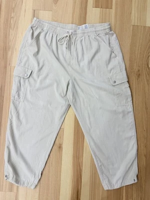 Time And Tru Khaki Drawstring Cargo Pants XXXL (22) Elastic Waist Relaxed Fit - Image 1 of 3