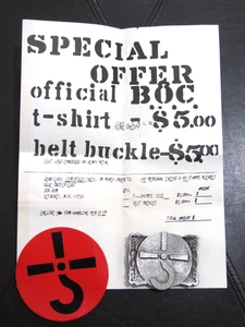 BLUE OYSTER CULT FAN CLUB BELT BUCKLE! VINTAGE! RARE! W/ORDER FORM & STICKER NOS - Picture 1 of 23